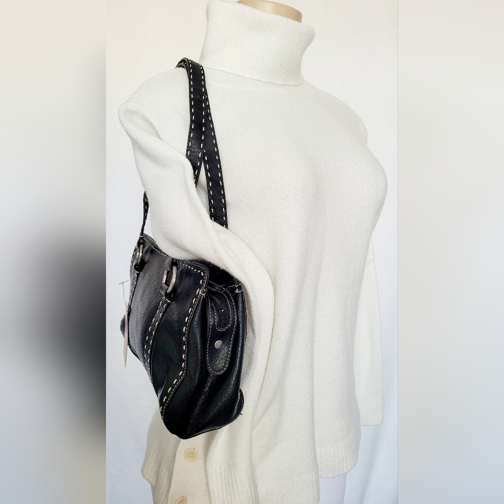 Relic Hannah Contrast Stitching Shoulder Bag Vegan Leather Black 12"×7"×3" NEW - Picture 8 of 16